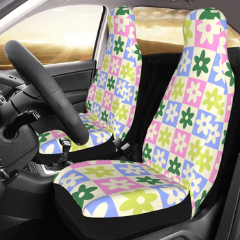 Floral σκακιέρα Εκτύπωση Universal κάλυμμα καθίσματος αυτοκινήτου Προστατευτικό εσωτερικού χώρου Λουλούδια Μαξιλάρι καθίσματος αυτοκινήτου Πολυεστερικό ψάρεμα