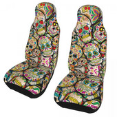 Sugar Skull Collage Universalus automobilio sėdynės užvalkalas Four Seasons Moterų mirusiųjų diena Automobilinės sėdynės apsauga Fiber Fishing