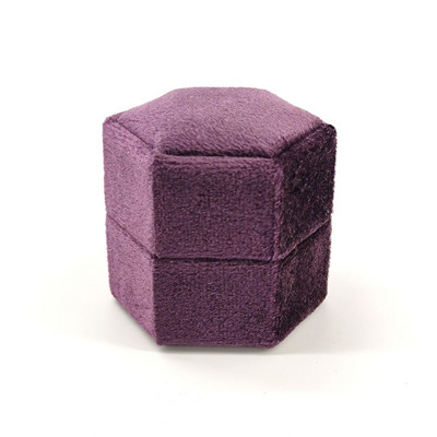 Εξάγωνο βελούδινο κοσμηματοπωλείο με αποσπώμενο καπάκι Κουτί δαχτυλιδιών 3 διαμερισμάτων για γαμήλια τελετή αρραβώνων Κιβώτιο προβολής