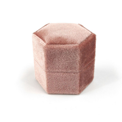 Εξάγωνο βελούδινο κοσμηματοπωλείο με αποσπώμενο καπάκι Κουτί δαχτυλιδιών 3 διαμερισμάτων για γαμήλια τελετή αρραβώνων Κιβώτιο προβολής