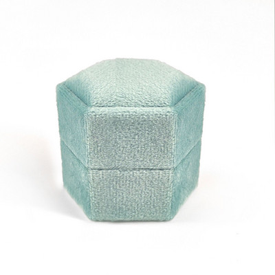 Εξάγωνο βελούδινο κοσμηματοπωλείο με αποσπώμενο καπάκι Κουτί δαχτυλιδιών 3 διαμερισμάτων για γαμήλια τελετή αρραβώνων Κιβώτιο προβολής