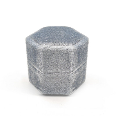 Εξάγωνο βελούδινο κοσμηματοπωλείο με αποσπώμενο καπάκι Κουτί δαχτυλιδιών 3 διαμερισμάτων για γαμήλια τελετή αρραβώνων Κιβώτιο προβολής