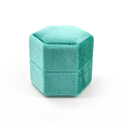 Εξάγωνο βελούδινο κοσμηματοπωλείο με αποσπώμενο καπάκι Κουτί δαχτυλιδιών 3 διαμερισμάτων για γαμήλια τελετή αρραβώνων Κιβώτιο προβολής