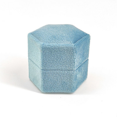 Εξάγωνο βελούδινο κοσμηματοπωλείο με αποσπώμενο καπάκι Κουτί δαχτυλιδιών 3 διαμερισμάτων για γαμήλια τελετή αρραβώνων Κιβώτιο προβολής