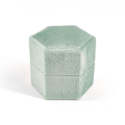 Εξάγωνο βελούδινο κοσμηματοπωλείο με αποσπώμενο καπάκι Κουτί δαχτυλιδιών 3 διαμερισμάτων για γαμήλια τελετή αρραβώνων Κιβώτιο προβολής