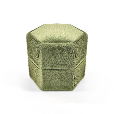 Εξάγωνο βελούδινο κοσμηματοπωλείο με αποσπώμενο καπάκι Κουτί δαχτυλιδιών 3 διαμερισμάτων για γαμήλια τελετή αρραβώνων Κιβώτιο προβολής