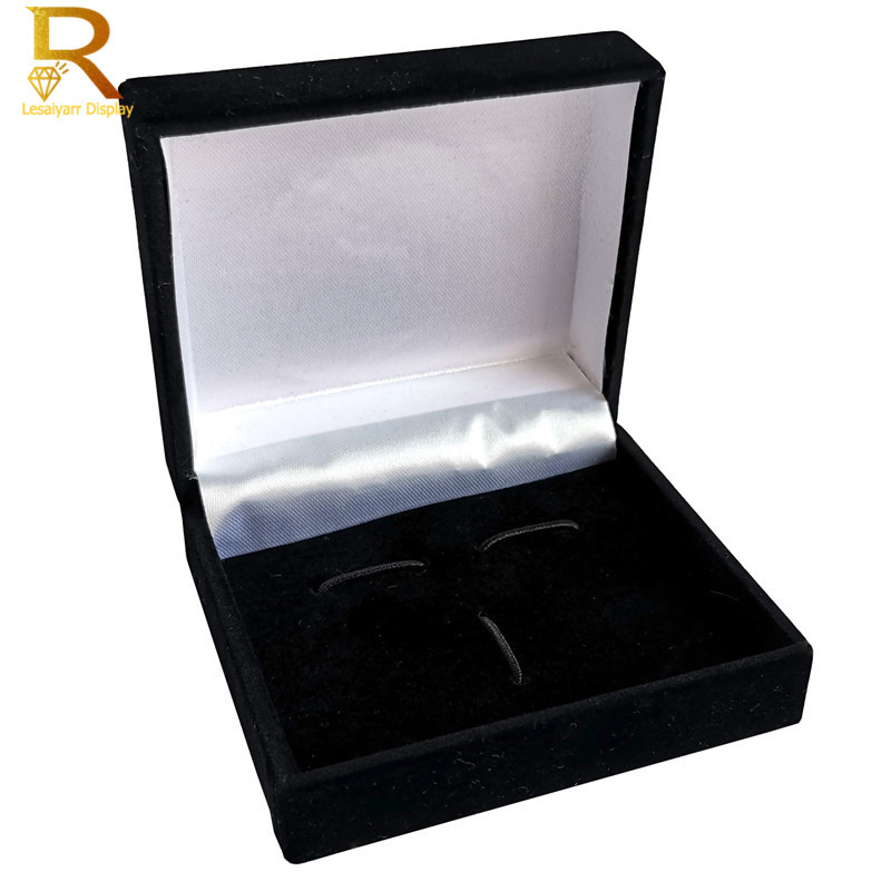 Hulgimüügi must samet mansetinööbid kinkekarp Meeste särk mansetinööbid Gemelos kandekott Mansetinööbid lipsuklambrid karbid 70x80mm