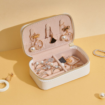 Fashion Luxury Jewelry Bag Travel Φορητό φερμουάρ Κουτί αποθήκευσης κοσμημάτων Δερμάτινα σκουλαρίκια Αποθήκευση κοσμημάτων Κουτιά κοσμημάτων ταξιδιού