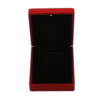 LED осветена кутия за колие Гумена + плюшена кутия с висулка за дисплей за бижута Сватбен подарък за Свети Валентин (червен)