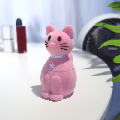 Χαριτωμένη γάτα χελώνα σε σχήμα δαχτυλίδι βελούδινο κουτί αποθήκευσης Κολιέ Σκουλαρίκι Organizer Κοσμήματα Επίδειξη Lover Ρομαντική θήκη δώρου