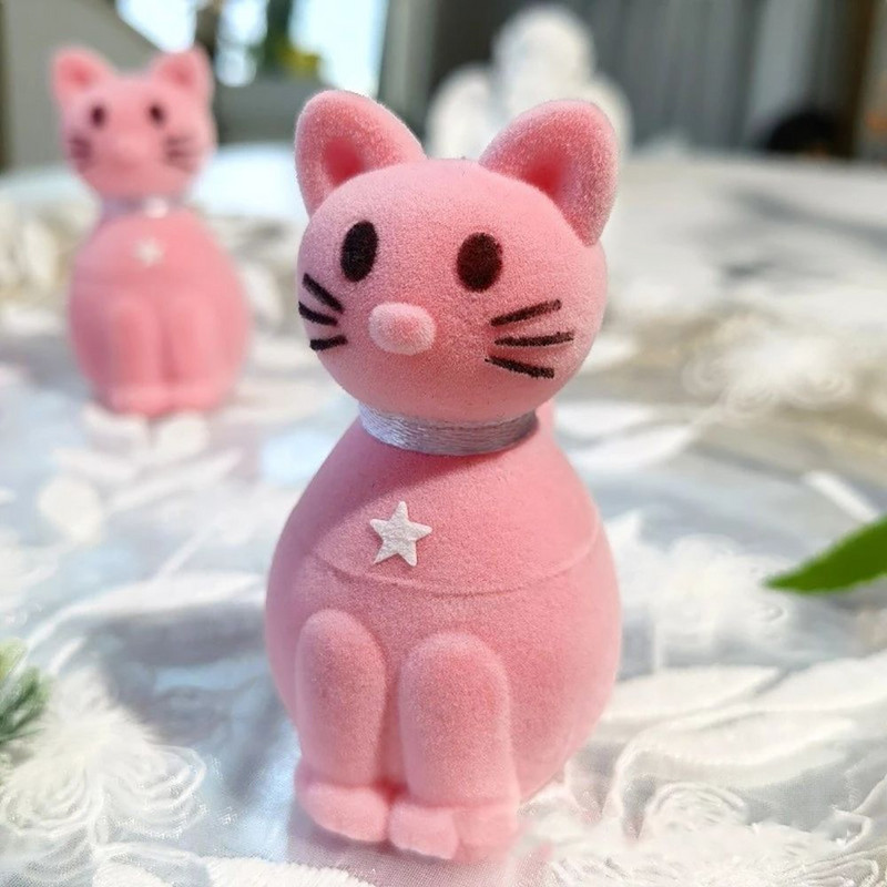 Χαριτωμένη γάτα χελώνα σε σχήμα δαχτυλίδι βελούδινο κουτί αποθήκευσης Κολιέ Σκουλαρίκι Organizer Κοσμήματα Επίδειξη Lover Ρομαντική θήκη δώρου