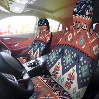 Καλύμματα μπροστινών καθισμάτων Κόκκινο μπλε στυλ Tribal μοτίβο Vintage Ethnic υφή Κάλυμμα καθίσματος 2 τμχ Προστατευτικά γενικής χρήσης για φορτηγό SUV αυτοκινήτου
