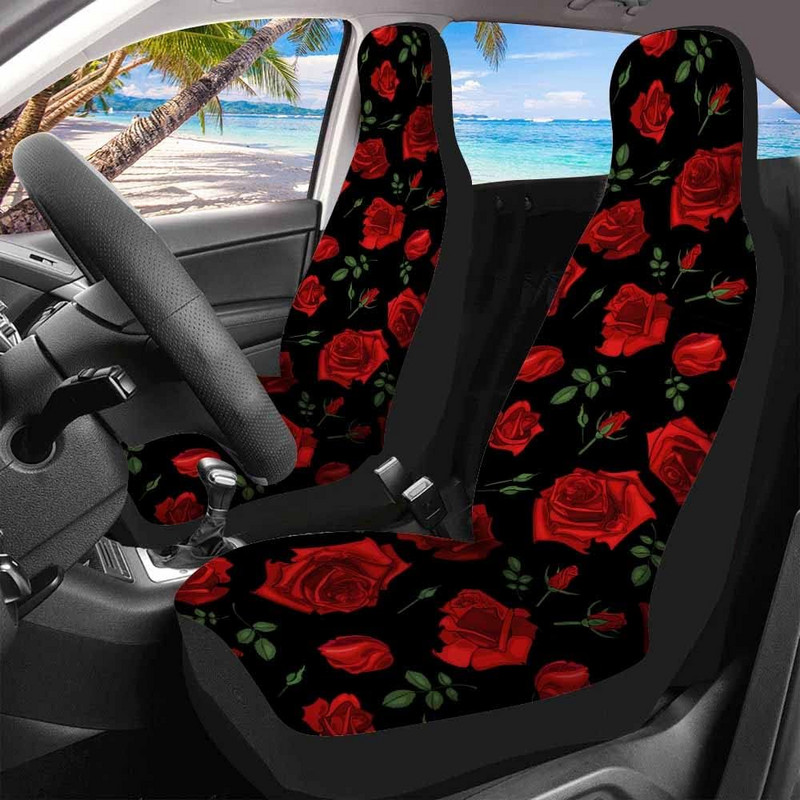„Red Roses“ priekiniai automobilio sėdynių užvalkalai 2 vnt, „Romantic Love“ automobiliniai sėdynių užvalkalai Automobilių priedai Automobilių sėdynių apsauga Universali
