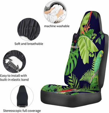 Калъфи за седалки на превозни средства Тропически палмови листа и папагали тукани Екзотични цветя и птици Протектор за седалка Възглавница за автомобилен камион
