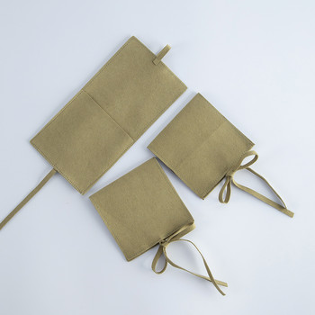 10 бр. Кадифени торбички за опаковане на бижута Шикозни торбички за сватбени подаръци Кремави козметични чанти от микрофибър Продуктов пакет Сватбена подаръчна торбичка