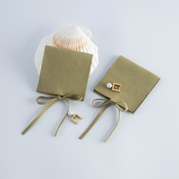 10 бр. Кадифени торбички за опаковане на бижута Шикозни торбички за сватбени подаръци Кремави козметични чанти от микрофибър Продуктов пакет Сватбена подаръчна торбичка