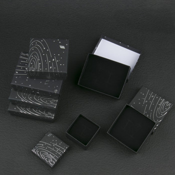 Μαύρο κοσμηματοπωλείο Ασημί Χρώμα Starry Sky Κουτιά από χαρτόνι για δαχτυλίδι κολιέ σκουλαρίκι Κρεμαστό κόσμημα Επίδειξη Κουτί συσκευασίας
