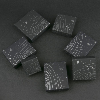 Μαύρο κοσμηματοπωλείο Ασημί Χρώμα Starry Sky Κουτιά από χαρτόνι για δαχτυλίδι κολιέ σκουλαρίκι Κρεμαστό κόσμημα Επίδειξη Κουτί συσκευασίας