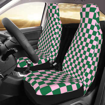 Candy Pink and Green Checkerboard Универсален калъф за столче за кола Four Seasons Дамски карирани калъфи за столчета за кола Полиестер Лов