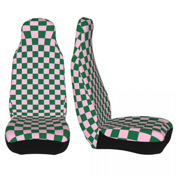 Candy Pink And Green Checkerboard Κάλυμμα καθισμάτων αυτοκινήτου Universal Four Seasons Γυναικεία καρό καλύμματα καθισμάτων αυτοκινήτου Πολυεστερικό κυνήγι