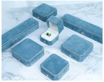 Най-висок клас кадифена осмоъгълна подаръчна кутия за бижута за жени Винтидж плътна огърлица, обеци, пръстени Peckage калъфи Поставка за бижута