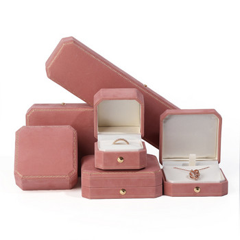 Най-висок клас кадифена осмоъгълна подаръчна кутия за бижута за жени Винтидж плътна огърлица, обеци, пръстени Peckage калъфи Поставка за бижута