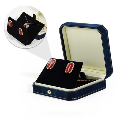 Tippkvaliteediga sametest kaheksanurksed ehteid kinkekarp naistele Vintage soliidne kaelakee kõrvarõngad sõrmused ümbrised ehtevitriin