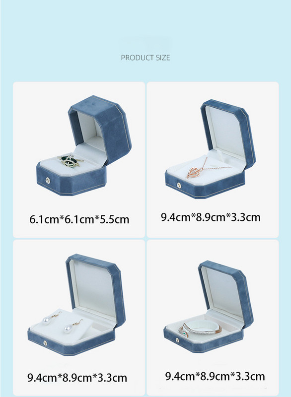 Tippkvaliteediga sametest kaheksanurksed ehteid kinkekarp naistele Vintage soliidne kaelakee kõrvarõngad sõrmused ümbrised ehtevitriin