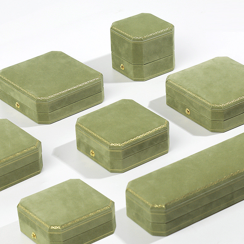 Tippkvaliteediga sametest kaheksanurksed ehteid kinkekarp naistele Vintage soliidne kaelakee kõrvarõngad sõrmused ümbrised ehtevitriin