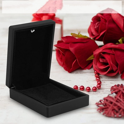 Cutie cu pandantiv cu lumină LED, vitrine pentru colier, bijuterii din pânză de catifea, cutie cadou pentru nuntă, propunere de logodnă, aniversare de naștere