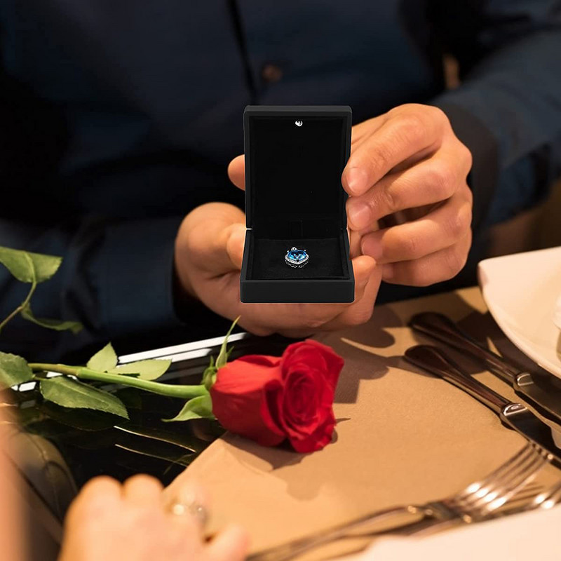 Cutie cu pandantiv cu lumină LED, vitrine pentru colier, bijuterii din pânză de catifea, cutie cadou pentru nuntă, propunere de logodnă, aniversare de naștere