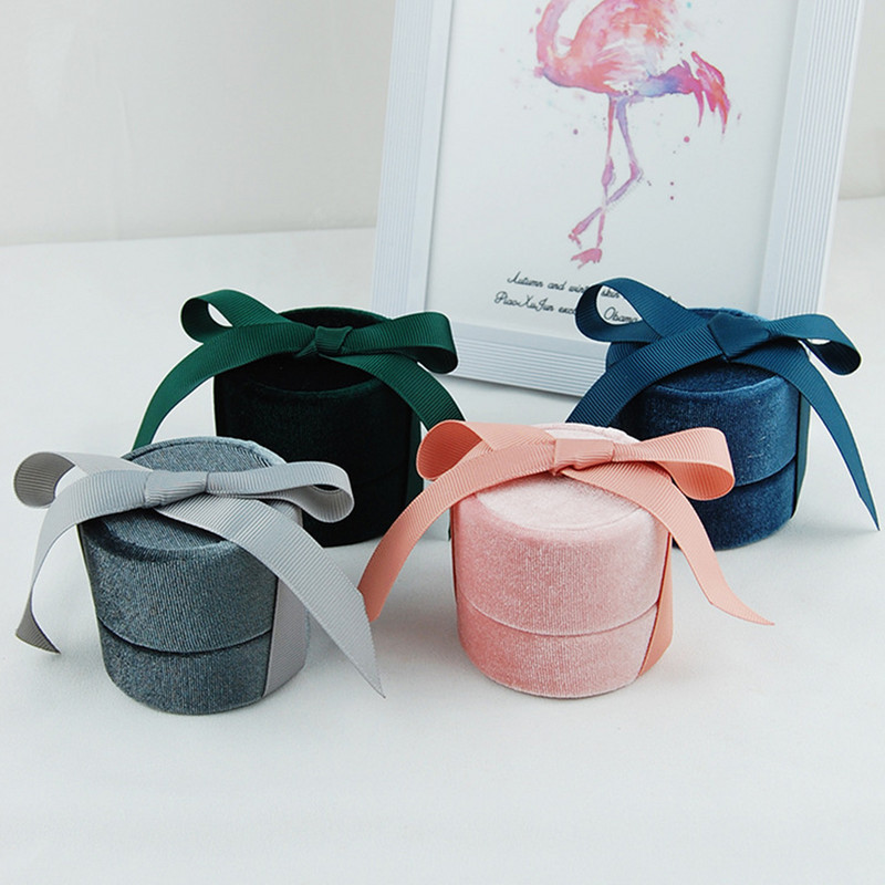 1 ΤΕΜ Velvet Jewelry Box Bowknot Jewelry Box Κομψό δώρο γενεθλίων Πρόταση αρραβώνα Κοσμήματα Χριστουγεννιάτικο κολιέ Premium Velvet