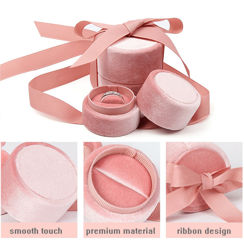 1 ΤΕΜ Velvet Jewelry Box Bowknot Jewelry Box Κομψό δώρο γενεθλίων Πρόταση αρραβώνα Κοσμήματα Χριστουγεννιάτικο κολιέ Premium Velvet