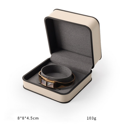 Ehtekarp kõrgekvaliteedilisest PU-nahast moodne ümmargune nurk, must äärega sõrmus kaelakee karbi klapiga ehtepakendite karbid äri jaoks