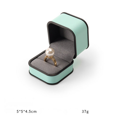 Ehtekarp kõrgekvaliteedilisest PU-nahast moodne ümmargune nurk, must äärega sõrmus kaelakee karbi klapiga ehtepakendite karbid äri jaoks