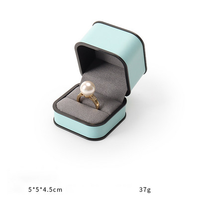 Ehtekarp kõrgekvaliteedilisest PU-nahast moodne ümmargune nurk, must äärega sõrmus kaelakee karbi klapiga ehtepakendite karbid äri jaoks