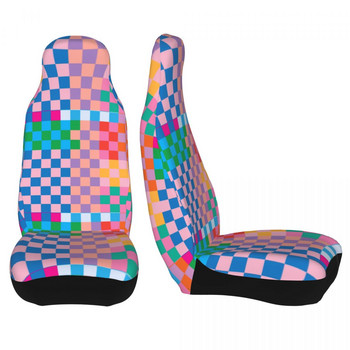Шахматно Универсално покривало за столче за кола Авто интериор за всички видове модели Розов и черен протектор за столче за кола Полиестер Риболов
