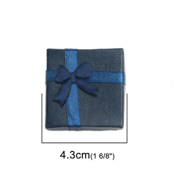 DoreenBeads 6PCs Кутии за бижута Хартиена бонбонена панделка Панделка за опаковане на бижута Дисплей Подарък Колие Кутия за обеци 4,3 x4,3 см
