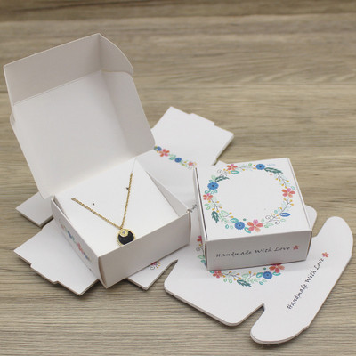 ZerongE ékszer DIY 10doboz+10belső kártya nyaklánc fülbevaló csomag doboz papír ékszer medál kijelző csomag doboz