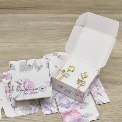 ZerongE ékszer DIY 10doboz+10belső kártya nyaklánc fülbevaló csomag doboz papír ékszer medál kijelző csomag doboz