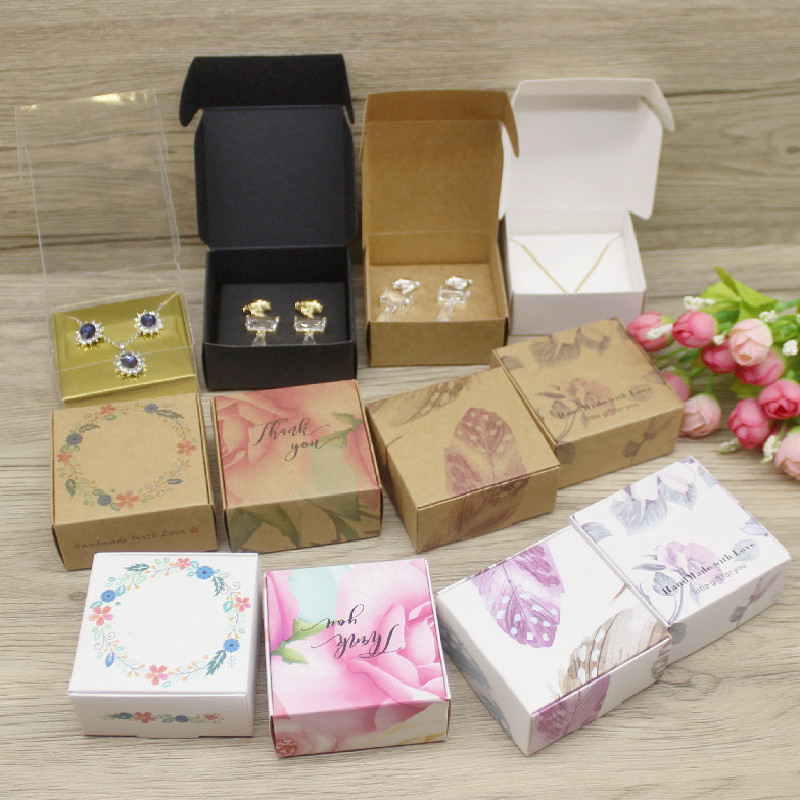 ZerongE ékszer DIY 10doboz+10belső kártya nyaklánc fülbevaló csomag doboz papír ékszer medál kijelző csomag doboz