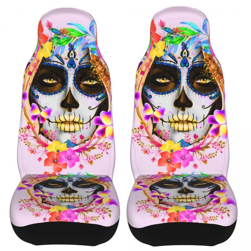 Catrina Mexican Sugar Skull Lady Husa Scaun Auto Universală Four Seasons Huse Scaun Călătorie Poliester Accesorii Auto