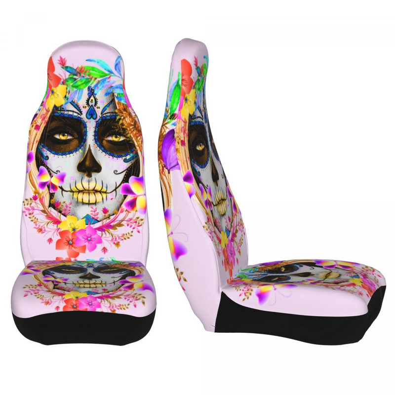 Catrina Mexican Sugar Skull Lady Husa Scaun Auto Universală Four Seasons Huse Scaun Călătorie Poliester Accesorii Auto