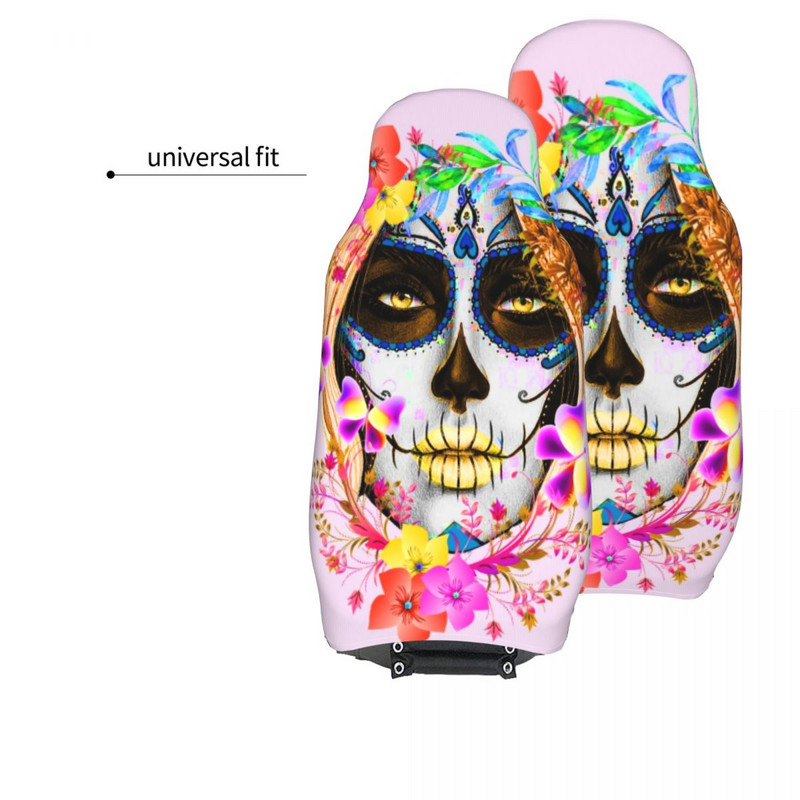 Catrina Mexican Sugar Skull Lady Husa Scaun Auto Universală Four Seasons Huse Scaun Călătorie Poliester Accesorii Auto