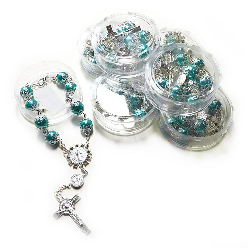 10 buc. Cutie de depozitare din plastic pentru margele rotunde Cruce Rozari Catolică Colier religios Bijuterii Brățări