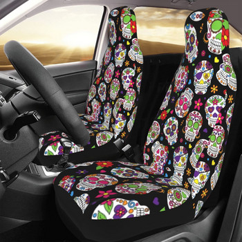 Πολύχρωμο Sugar Skulls Universal κάλυμμα καθίσματος αυτοκινήτου αδιάβροχο για SUV Day of the Dead Προστατευτικό καθίσματος αυτοκινήτου Κυνήγι ινών