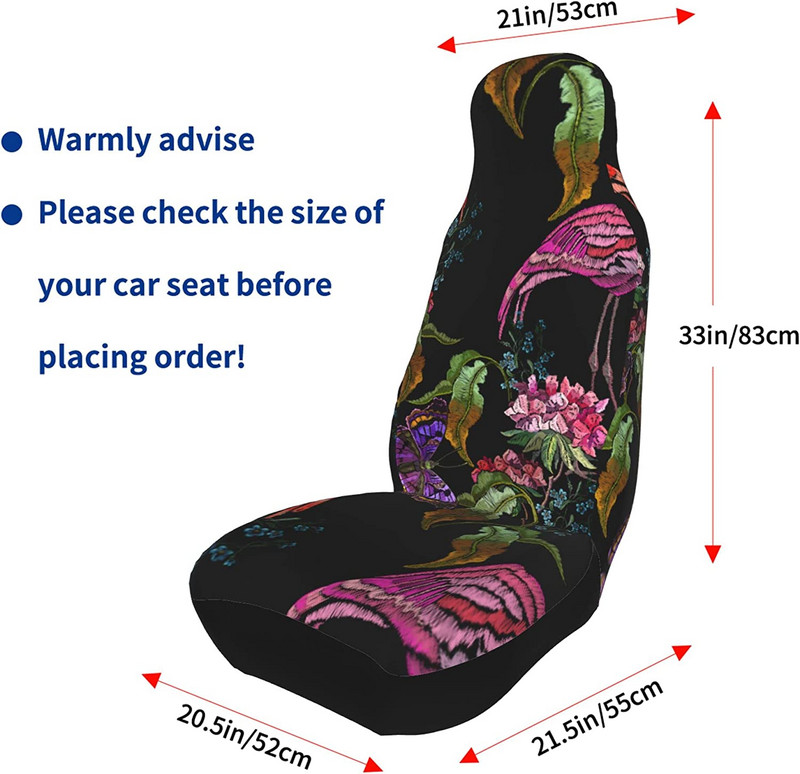 Roosad Flamingo Butterflies Autoistmekatted Sõiduki esiistmekatted Universal Fit Seat Protector 2 tk