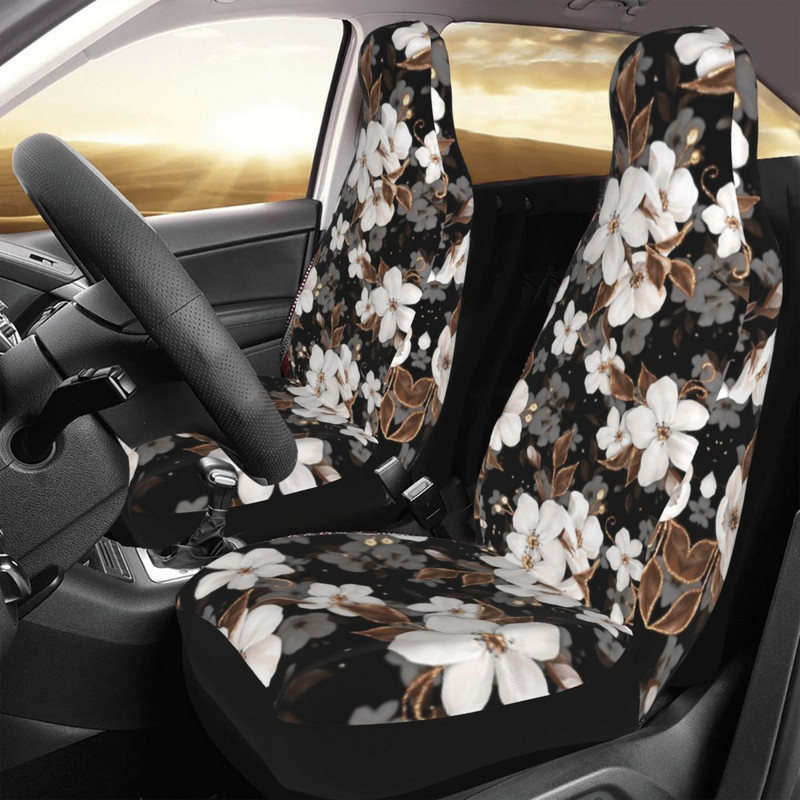 „Apple Flowers“ universalus automobilio sėdynės užvalkalas, nepralaidus vandeniui, kelioninis gėlėtas gėlėtas priekis, galinis, flokuojantis audinys, pagalvėlės pluoštas.