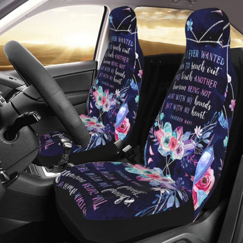 Shatter Me Flowers And Letters Κάλυμμα καθισμάτων αυτοκινήτου Universal Αδιάβροχο Γυναικείο ακουαρέλα Εισαγωγικά Προστατευτικό καθίσματος αυτοκινήτου Ύφασμα Ψάρεμα