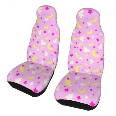 Moon Patern Cute Rabbit Universalus automobilio sėdynės užvalkalas, automobilio interjeras, moteriškas sėdynės pagalvėlė / užvalkalas, poliesterio automobilio stilius